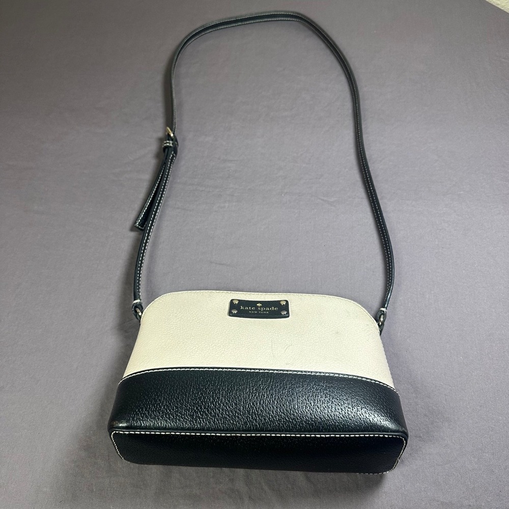 Kate Spade New York Berkeley Lane Hanna Cream Black Leather Crossbody Purse Bag‎ - Picture 7 of 16